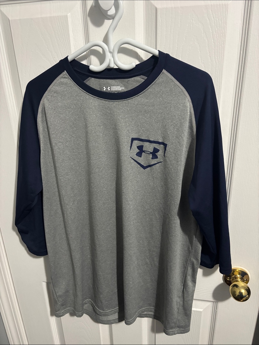 Under Armour Grey and Navy Raglan Long Sleeve Performance Tee